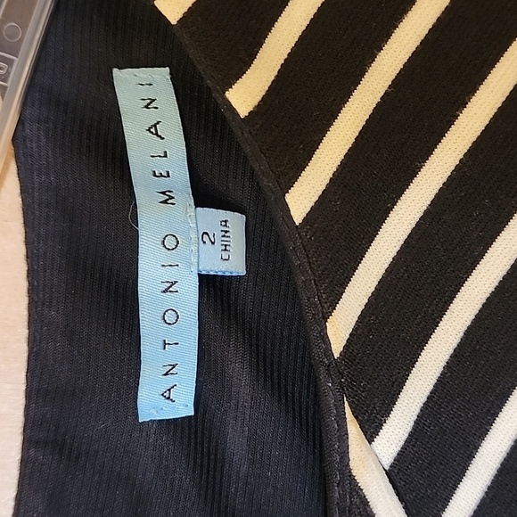 Cotton dress 3/4 sleeves Striped black and white - Picture 3 of 3